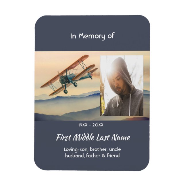Memorial Keepsake  Clouds Biplane Sky Magnet (Vertikal)