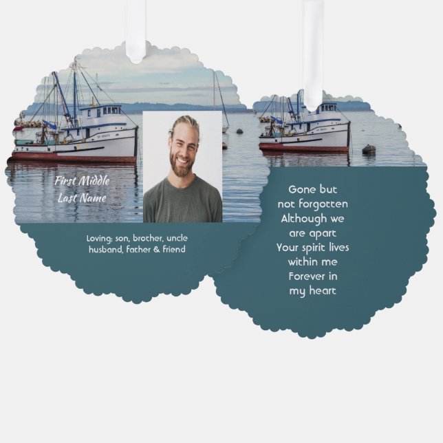 Memorial Keepsake Commercial Fisherman Ornament Karte (Vorderseite/Rückseite)