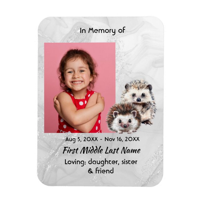 Memorial Keepsake Cute Hedgehog Children   Magnet (Vertikal)