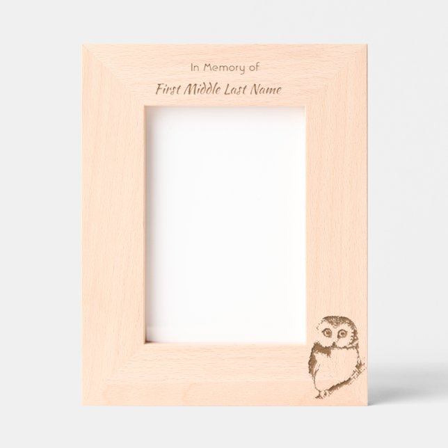  Memorial Keepsake Cute Owl Bird Geätzte Rahmen (Vorderseite)