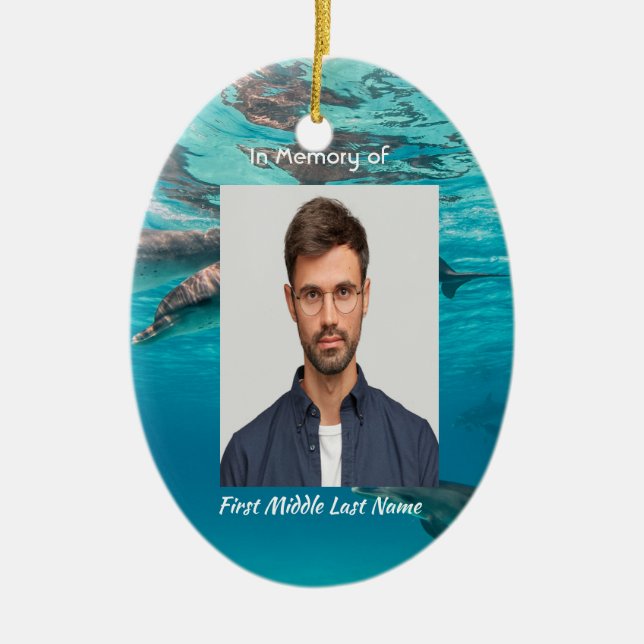 Memorial  Keepsake Dolphins Underwater Ocean Keramik Ornament (Vorne)