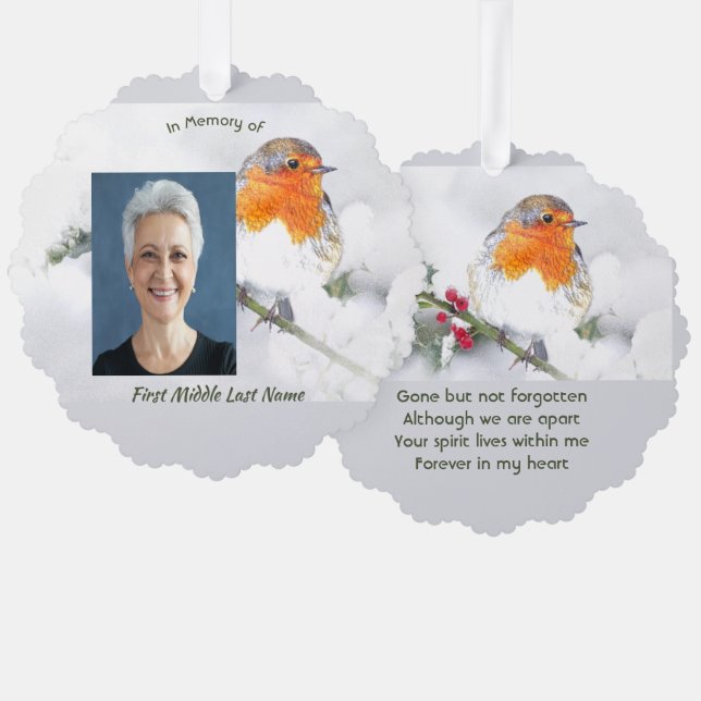Memorial Keepsake English Robin Bird Ornament Karte (Vorderseite/Rückseite)