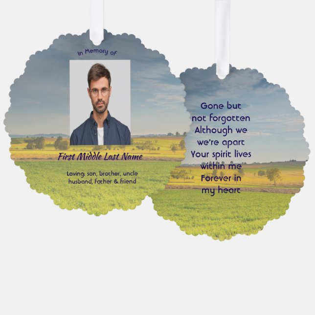 Memorial Keepsake Farm Crop Prairie Ornament Karte (Vorderseite/Rückseite)