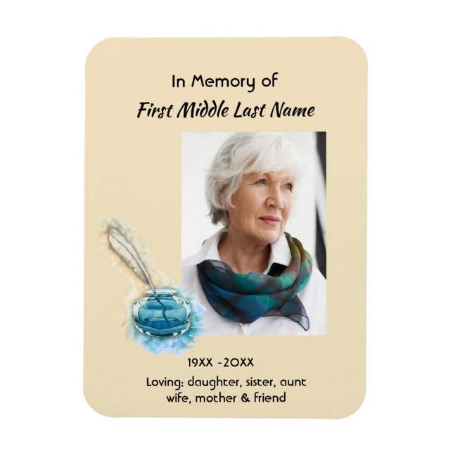 Memorial Keepsake Feather Pen  Magnet (Vertikal)