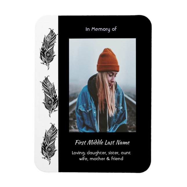 Memorial Keepsake Feather Tribal Boho  Magnet (Vertikal)