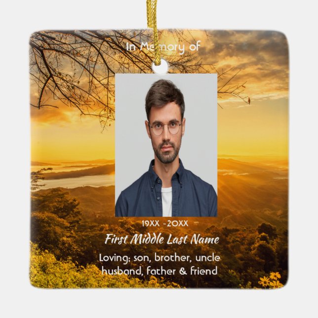 Memorial Keepsake Golden Sunrise  Keramikornament (Vorderseite)