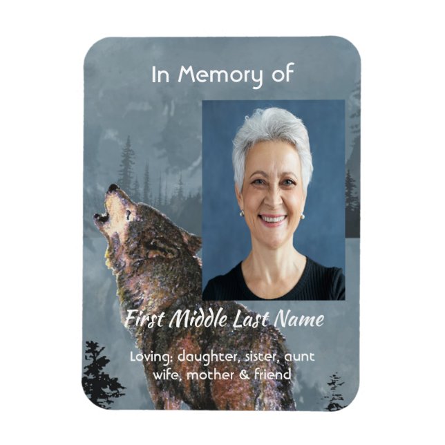 Memorial Keepsake Howling Wolf Art Magnet (Vertikal)