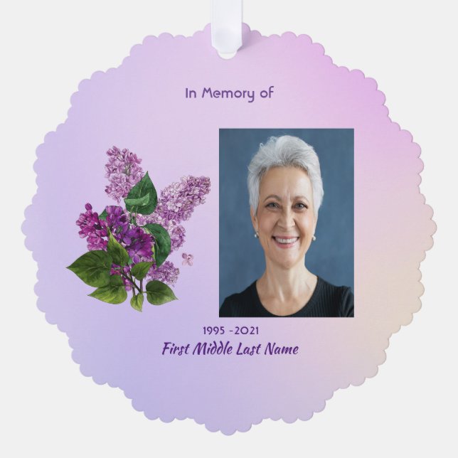 Memorial Keepsake Lilac Garden Flower  Ornament Karte (Vorderseite)