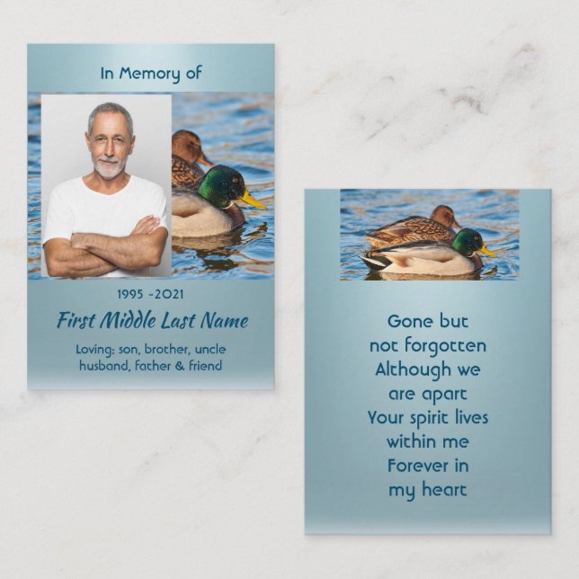 Memorial Keepsake Mallard Ducks Bird Visitenkarte (Vorne/Hinten)