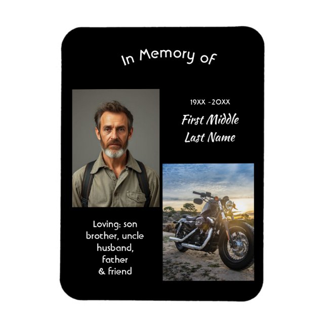 Memorial Keepsake Motorcycle Chopper Magnet (Vertikal)