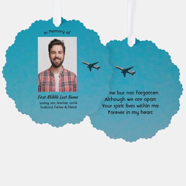  Memorial Keepsake Pilot Airplane Flying Ornament Karte (Vorderseite/Rückseite)