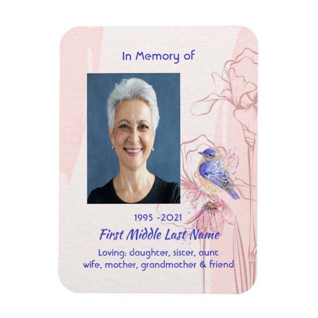 Memorial Keepsake Remembrance Bluebird Garden Magnet (Vertikal)