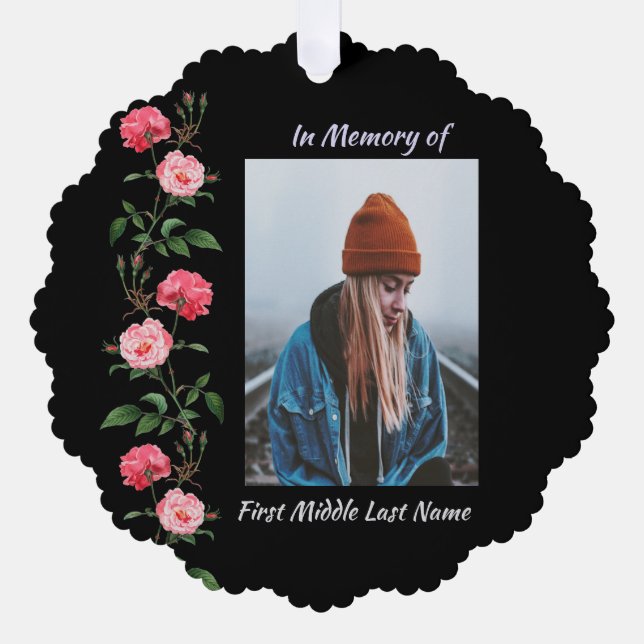 Memorial Keepsake  Roses Garden Flowers Ornament Karte (Vorderseite)