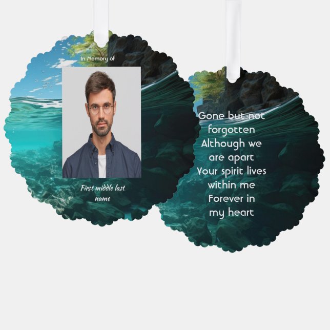 Memorial Keepsake Service Deep Sea Diving Diver Ornament Karte (Vorderseite/Rückseite)