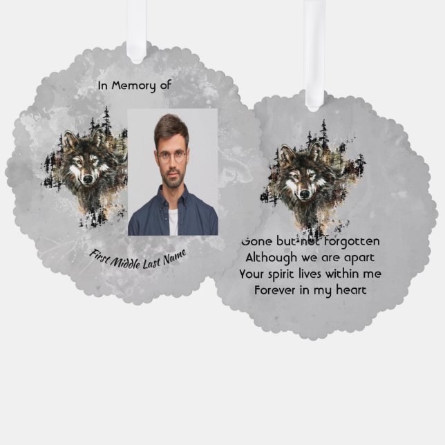  Memorial Keepsake Wolf Wolves Animal art Ornament Karte (Vorderseite/Rückseite)