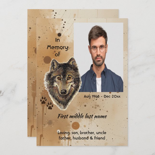 Memorial Keepsake Wolf Wolves Animal Einladung (Vorne/Hinten)