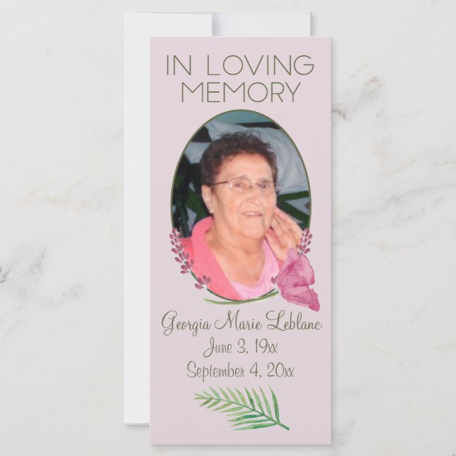 Memorial Keepsakes Card für benutzerdefinierte Aqu (Vorderseite)