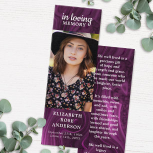 Memorial Lila Marble Beerdigung Gebet Lesezeichen