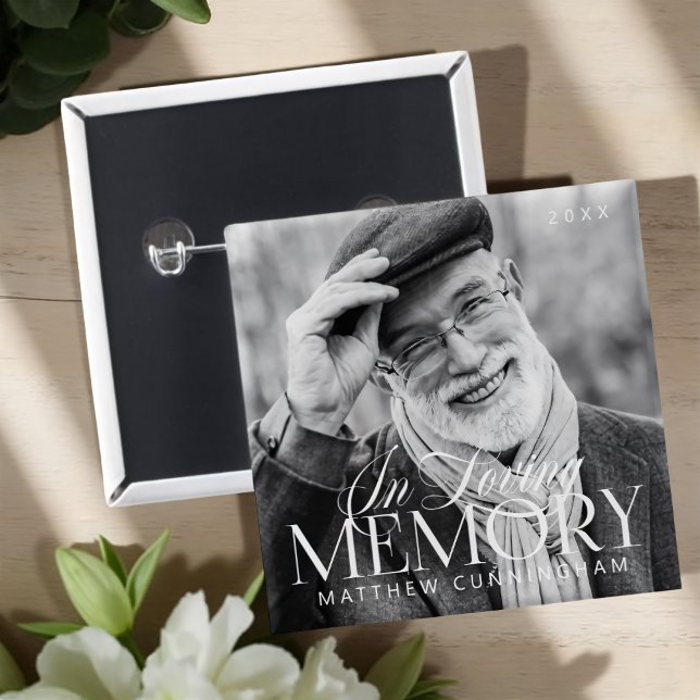 Memorial Love Memory Einfaches modernes Foto Button (Von Creator hochgeladen)