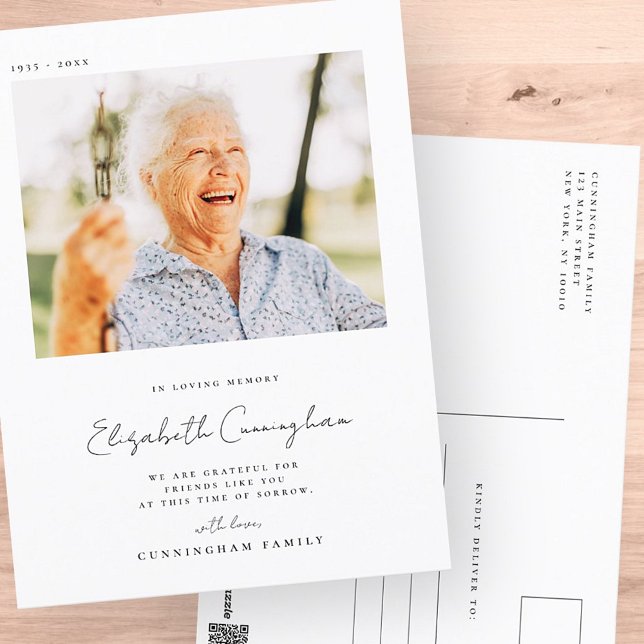 Memorial Love Memory Elegantes einfaches Foto Postkarte (Von Creator hochgeladen)