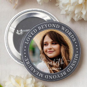 Memorial Loved Beyond Words Elegantes Chic Foto Button