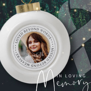 Memorial Loved Beyond Words Elegantes Chic Foto Keramik Kugel-Ornament