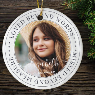Memorial Loved Beyond Words Elegantes Chic Foto Keramik Ornament