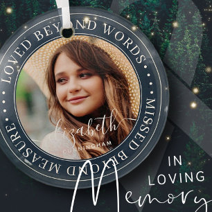 Memorial Loved Beyond Words Elegantes Chic Foto Ornament Aus Glas