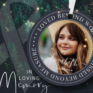 Memorial Loved Beyond Words Elegantes Chic Foto Ornament Aus Metall