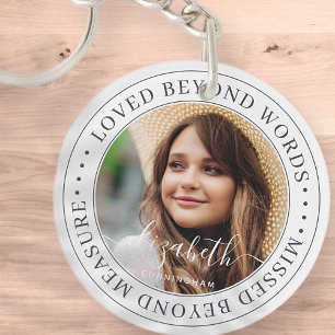 Memorial Loved Beyond Words Elegantes Chic Foto Schlüsselanhänger