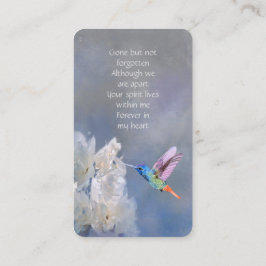 Memorial Memory Card Hummingbird White Blume Visitenkarte