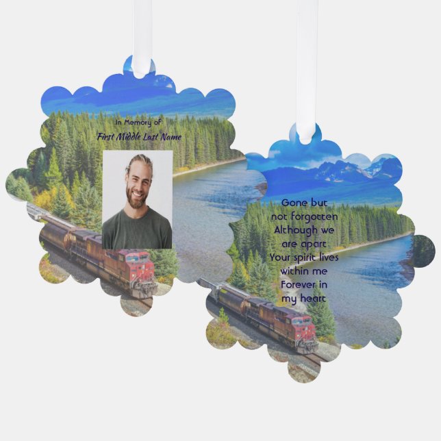 Memorial Memory Card Train Rail Tram Railway Ornament Karte (Vorderseite/Rückseite)