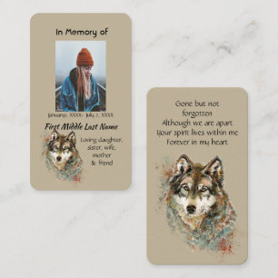 Memorial Memory Card Wasserfarben Wolf Tiere Visitenkarte