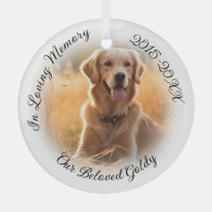 Memorial mit weich weißem Foto Vignette Ornament Aus Glas