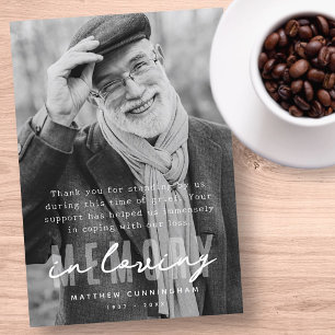 Memorial Modern Einfaches elegantes Foto Dankeskarte