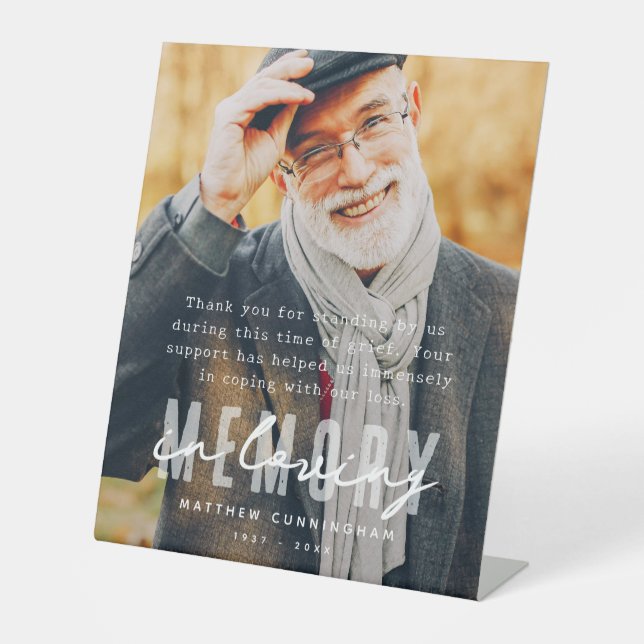 Memorial Modern Einfaches elegantes Foto Sockelschild (Vorderseite)