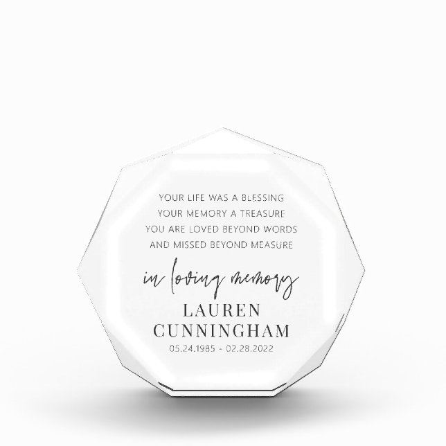 Memorial Modern Elegant Einfaches Design Fotoblock (Vorderseite)