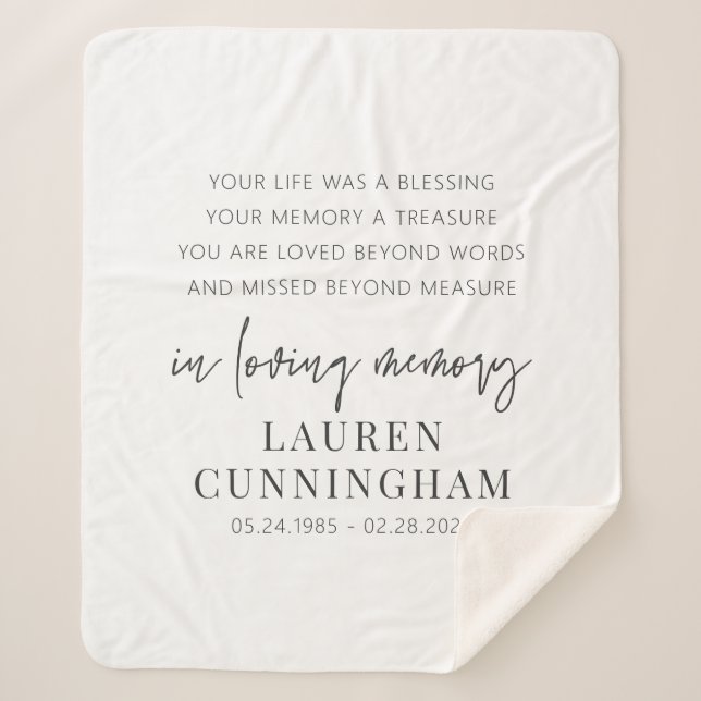 Memorial Modern Elegant Einfaches Design Sherpadecke (Vorderseite)