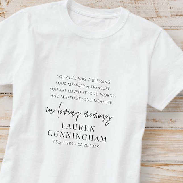 Memorial Modern Elegant Einfaches Design T-Shirt (Von Creator hochgeladen)