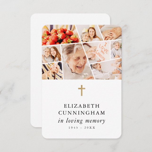 Memorial Modern Simple 9 Fotos Gebet Dankeskarte (Vorne/Hinten)