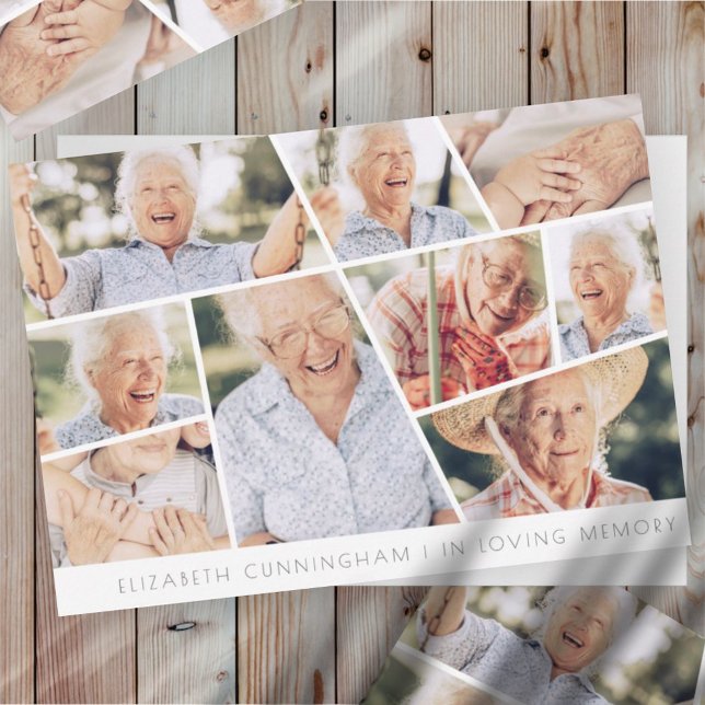 Memorial Modern Simple Chic 9 Foto Collage Card (Von Creator hochgeladen)