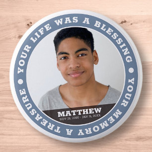 Memorial Modern Simple Custom Foto Keepake Button