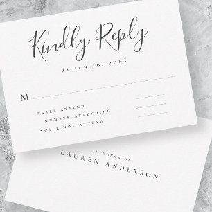 Memorial Modern Simple Elegante Chic Typografie RSVP Karte