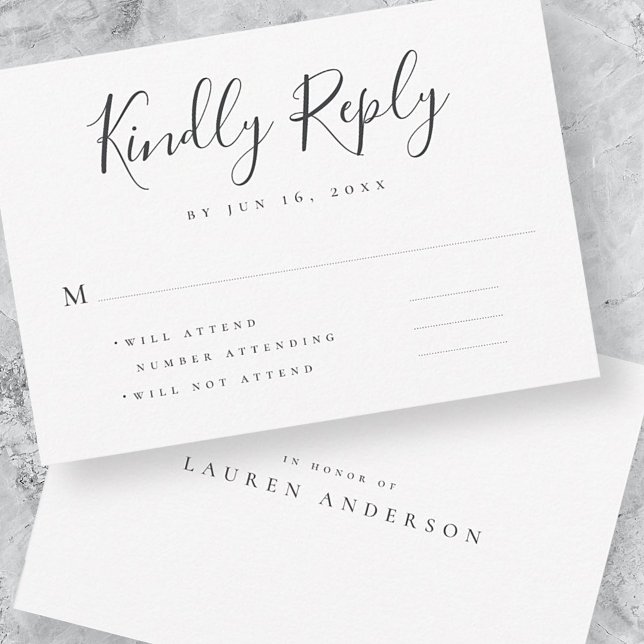 Memorial Modern Simple Elegante Chic Typografie RSVP Karte (Von Creator hochgeladen)