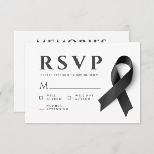 Memorial Modern Simple Erinnerungen Black Ribbon RSVP Karte