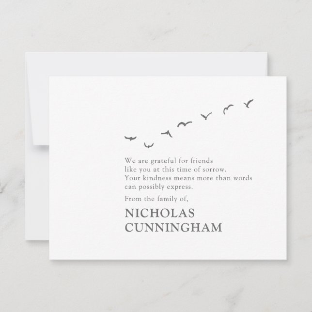 Memorial Modern Simple Flock of Birds Dankeskarte (Vorderseite)