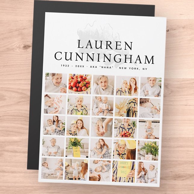 Memorial Modern Simple Foliage 25 Foto Collage Magnetkarte (Von Creator hochgeladen)