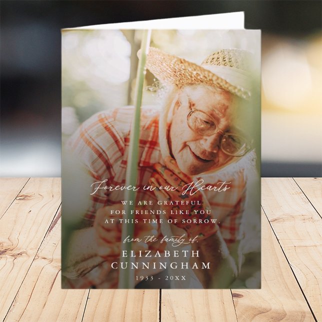 Memorial Modern Simple Forever in unserem Herz-Fot Dankeskarte (Von Creator hochgeladen)
