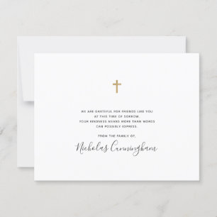 Memorial Modern Simple Imitats Gold Cross Dankeskarte