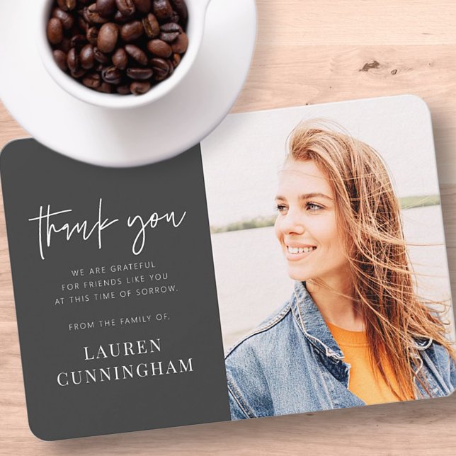 Memorial Modern Simple Minimalistisch Chic Foto Dankeskarte (Von Creator hochgeladen)